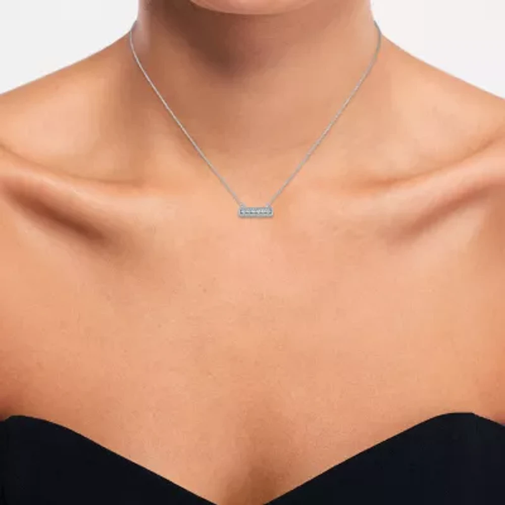 (G-H / SI2-I1) Diamond Addiction Womens 1/10 CT.T.W. Lab-Grown Diamond Bar Pendant Necklace