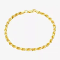 Made In Italy Mens 14K Gold Over Silver 8 Inch Solid Rope Chain Bracelet