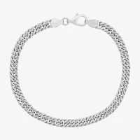 Made In Italy Mens Sterling Silver 8 Inch Solid Cuban Chain Bracelet