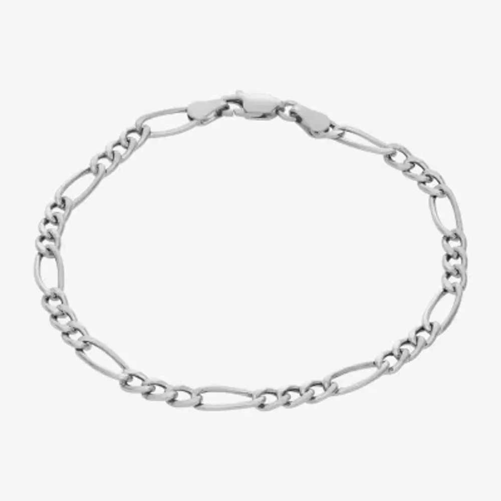 Made In Italy Womens Sterling Silver 7.25 Inch Hollow Figaro Chain Bracelet