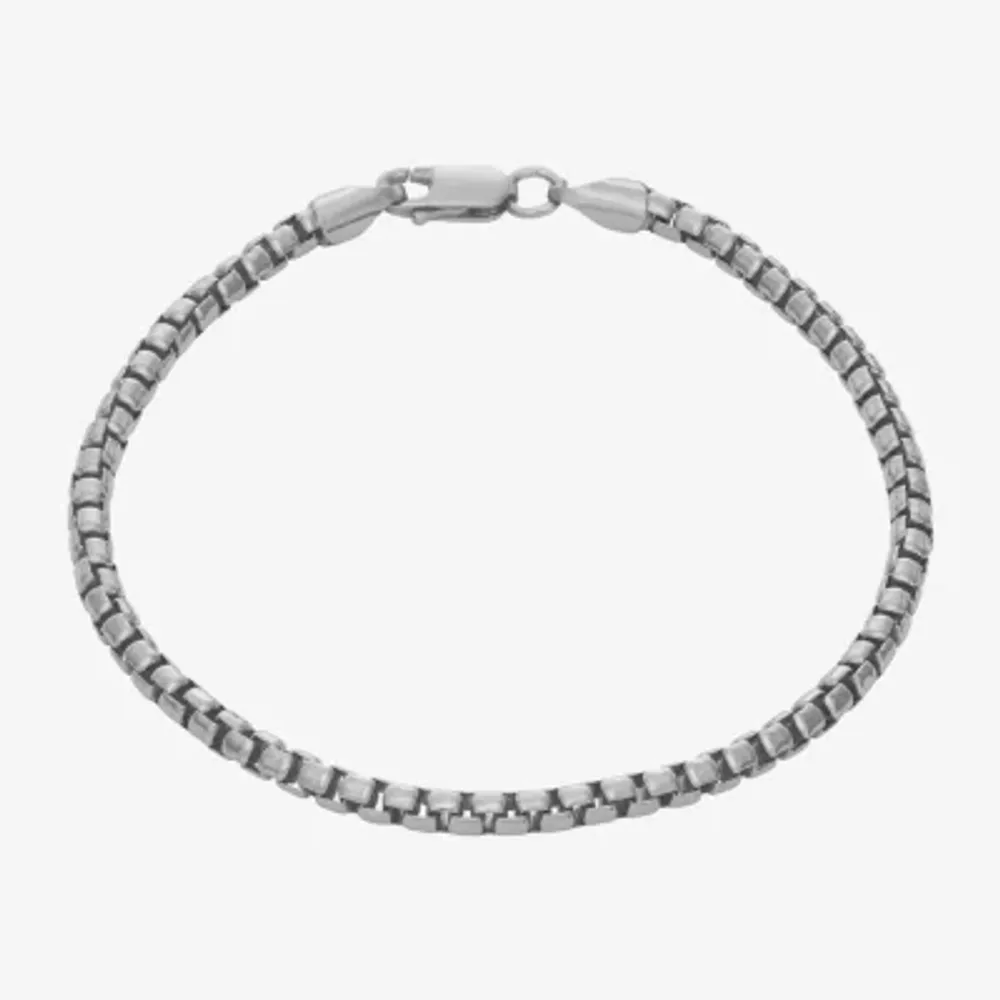 Made In Italy Mens Sterling Silver 8 Inch Hollow Box Chain Bracelet