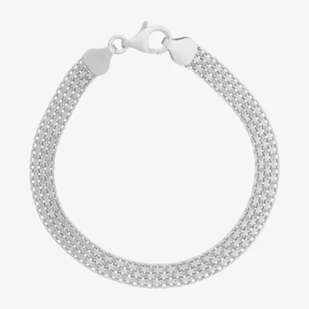 Made In Italy Womens Sterling Silver 7.25 Inch Solid Link Chain Bracelet