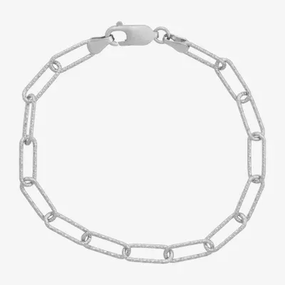 Made In Italy Womens Sterling Silver 7.25 Inch Solid Paperclip Chain Bracelet
