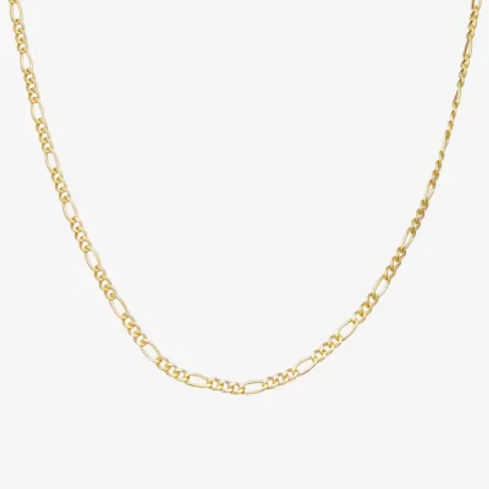 Made Italy Womens 14K Gold Over Silver 18 Inch Figaro Chain Necklace