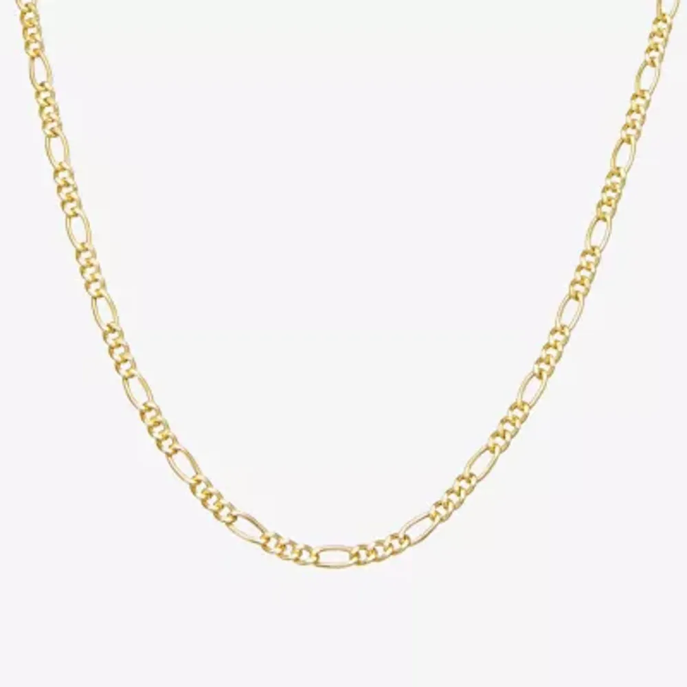 Made Italy Womens 14K Gold Over Silver 18 Inch Figaro Chain Necklace