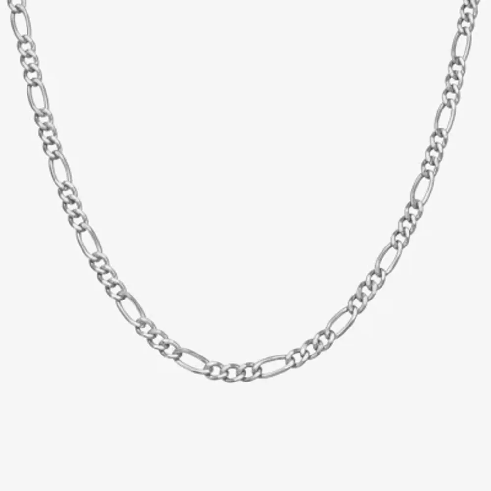 Made Italy Womens Sterling Silver 18 Inch Figaro Chain Necklace
