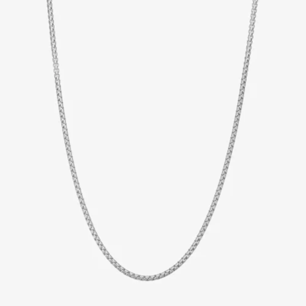 Made Italy Womens Sterling Silver 18 Inch Box Chain Necklace