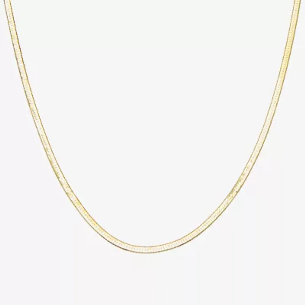 Made In Italy Womens 14K Gold Over Silver 18 Inch Herringbone Chain Necklace