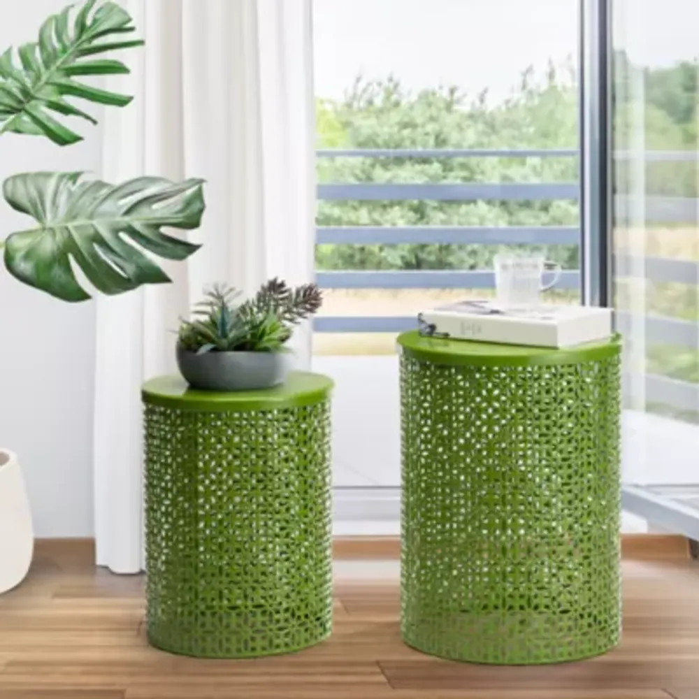 Glitzhome Set Of 2 Metal Planter Stands