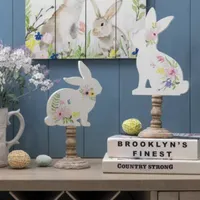 Glitzhome 2-pc. Wooden Bunny Easter Tabletop Decor
