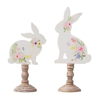 Glitzhome 2-pc. Wooden Bunny Easter Tabletop Decor