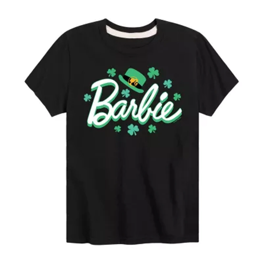 Big Kid Girls Crew Neck Short Sleeve Classic Fit Barbie Graphic T-Shirt