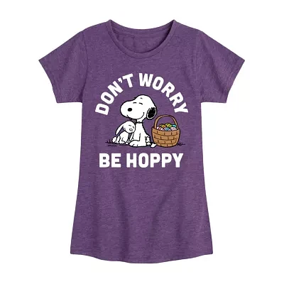 Big Kid Girls Crew Neck Short Sleeve Classic Fit Peanuts Graphic T-Shirt