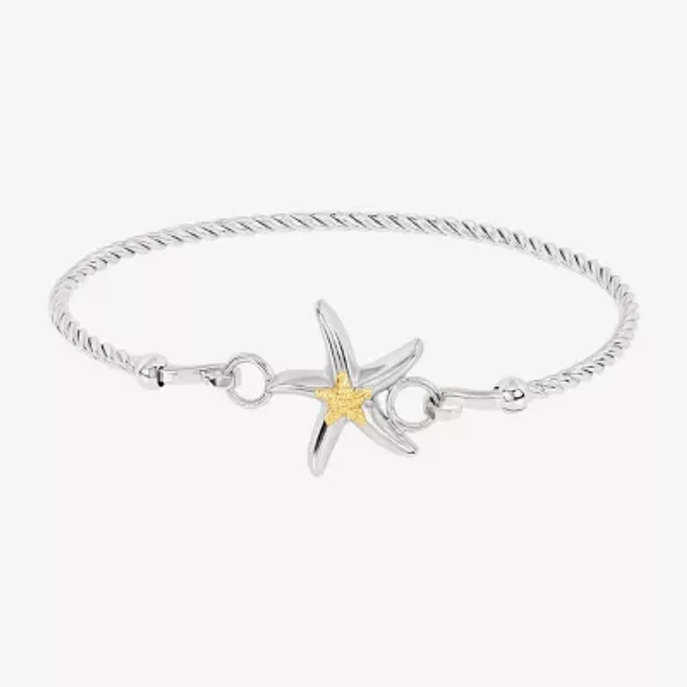 Silver Reflections Starfish Womens Pure Silver Over Brass Bangle Bracelet