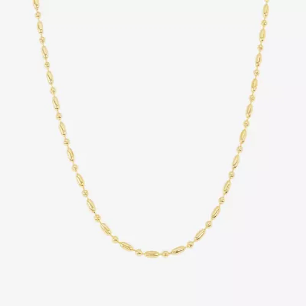 Silver Reflections Womens 14K Gold Over Brass 16 Inch Bead Chain Necklace