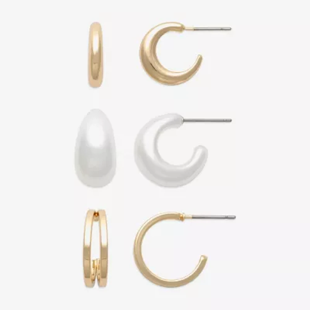 Mixit Womens Simulated Pearl Hypoallergenic Pair Earring Set
