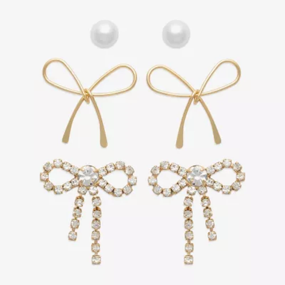 Mixit Womens Simulated Pearl Hypoallergenic Pair Earring Set