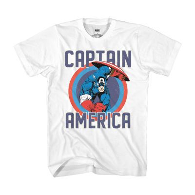 Disney Collection Little & Big Kid Boys Crew Neck Short Sleeve Regular Fit Avengers Captain America Marvel Graphic T-Shirt