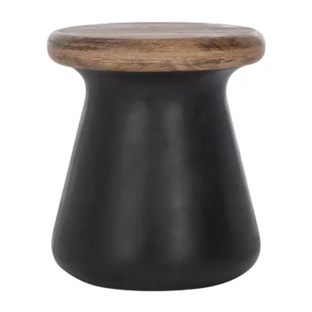 Button Patio Side Tables Weather Resistant Cement Side Table