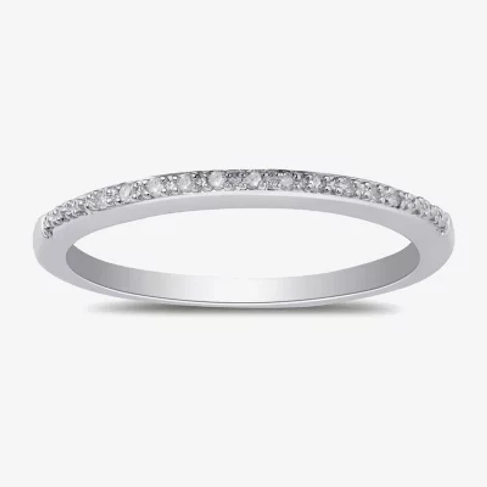 Surrounded by Love Womens 2MM Diamond Accent Natural White Sterling Silver Wedding Band