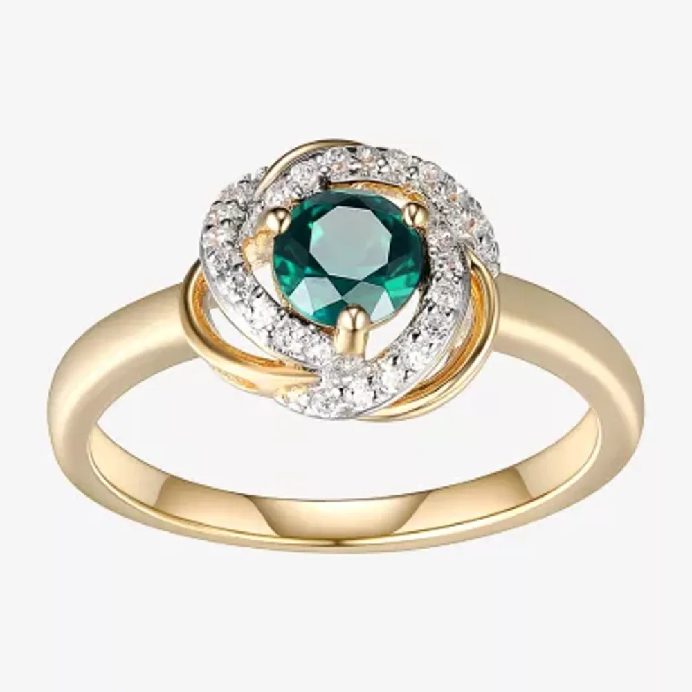 Womens Lab Created Green Quartz 18K Gold Over Silver Knot Cocktail Ring