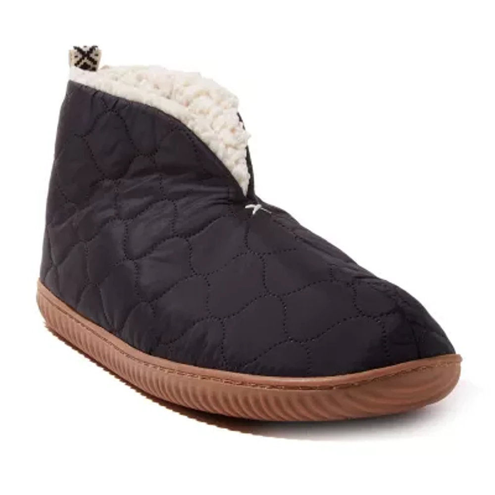 Dearfoams Warm Up Mens Memory Foam Bootie Slippers