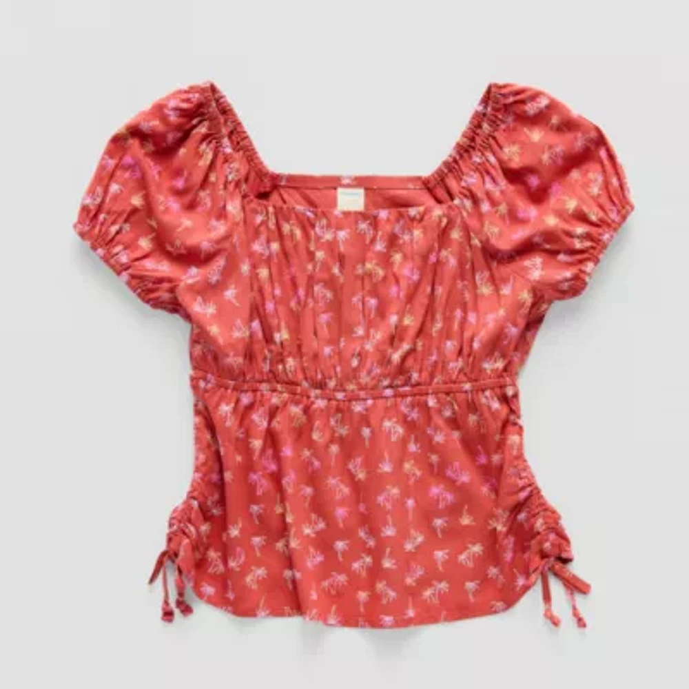 Thereabouts Little & Big Kid Girls Square Neck Short Sleeve Blouse