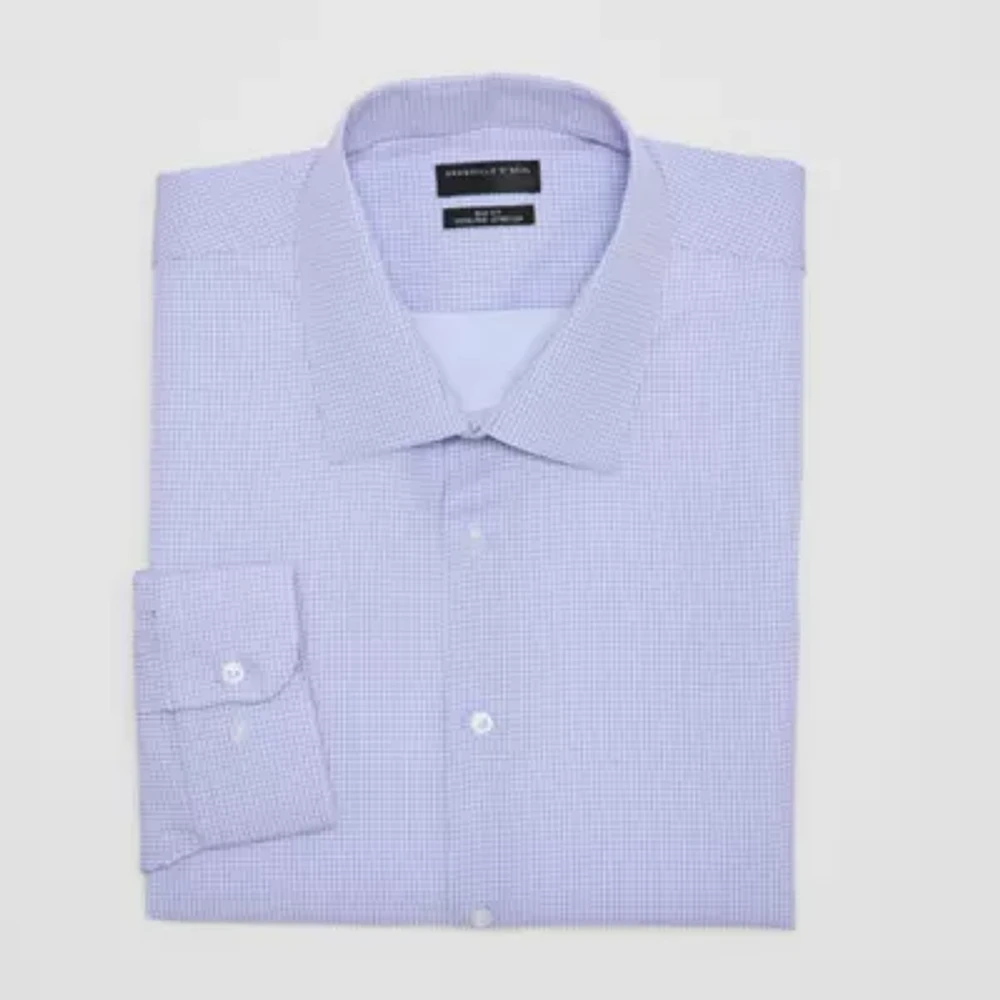 Shaquille O'Neal XLG Mens Big & Tall Regular Fit Stretch Fabric Long Sleeve Pattern Dress Shirt