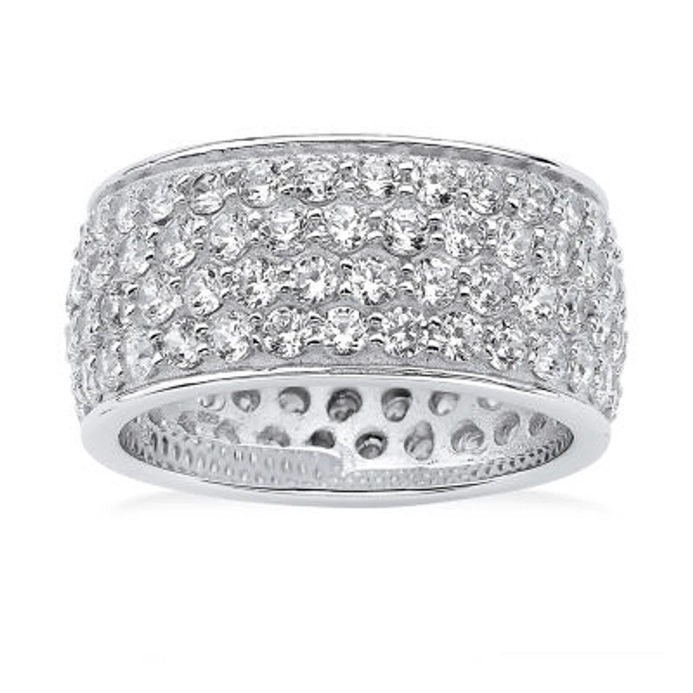 Womens 9M 3 1/4 CT. T.W. Cubic Zirconia Platinum Over Silver Band