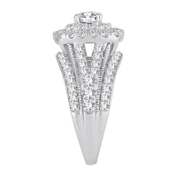 Womens 2 CT. T.W. Natural White Diamond 10K Gold Cushion Halo Engagement Ring