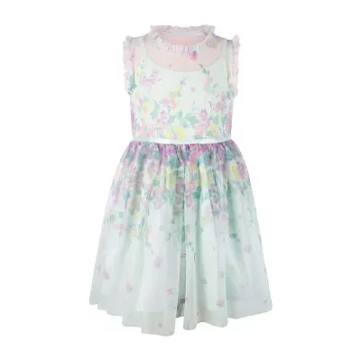 Lilt Little & Big Kid Girls Short Sleeve Flower Girl Fit + Flare Dress