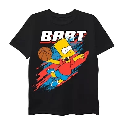 Bart Little & Big Kid Boys Crew Neck Short Sleeve Regular Fit The Simpsons Graphic T-Shirt