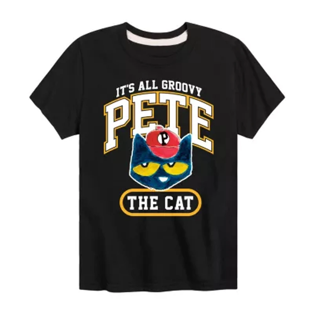 Little & Big Kid Boys Crew Neck Short Sleeve Regular Fit Pete the Cat Graphic T-Shirt