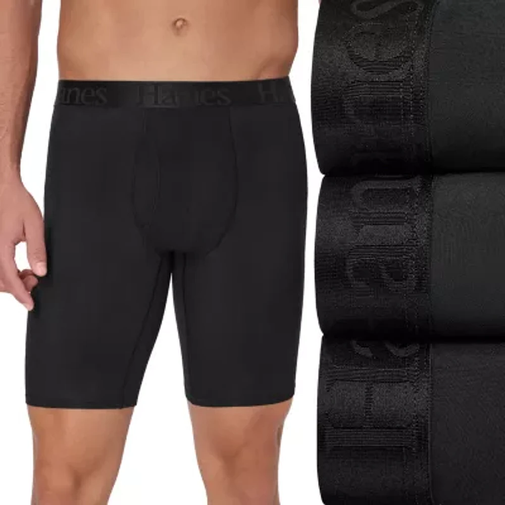 Hanes Originals Ultimate Supersoft Mens 3 Pack Long Leg Boxer Briefs Uo2ll3