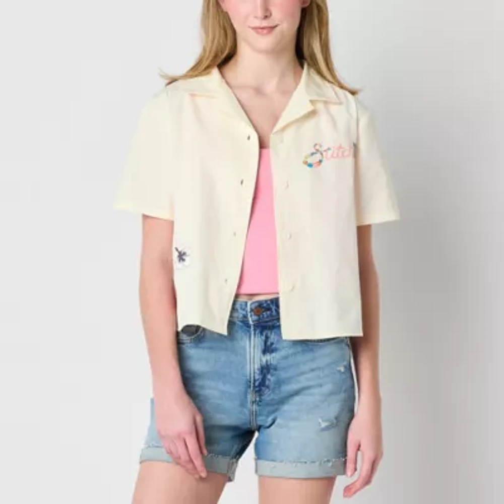 Womens Short Sleeve Lilo & Stitch Juniors Camp Shirt