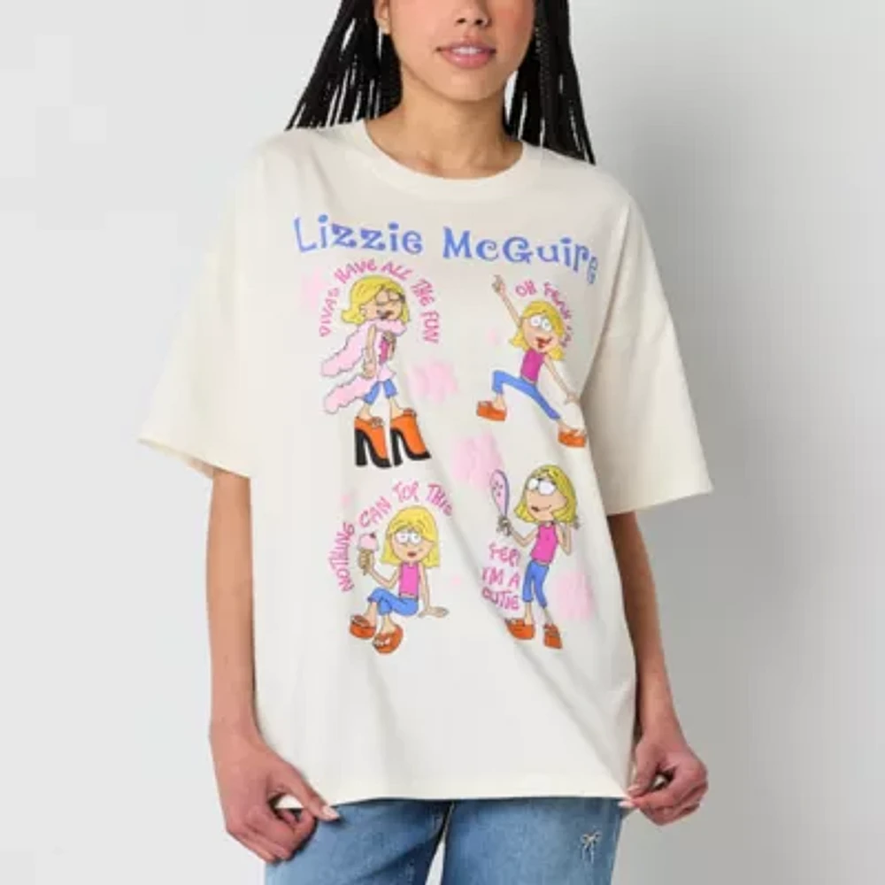 Lizzie Mcguire Oversized Tee Womens Crew Neck Short Sleeve Juniors Graphic T-Shirt
