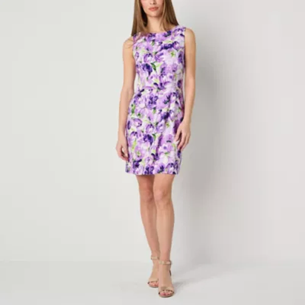 Alyx Womens Sleeveless Floral Sheath Dress