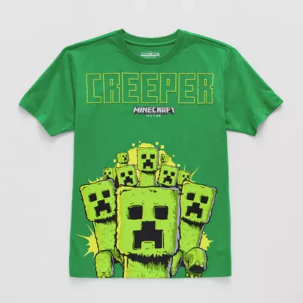 Little & Big Boys Crew Neck Short Sleeve Minecraft Graphic T-Shirt