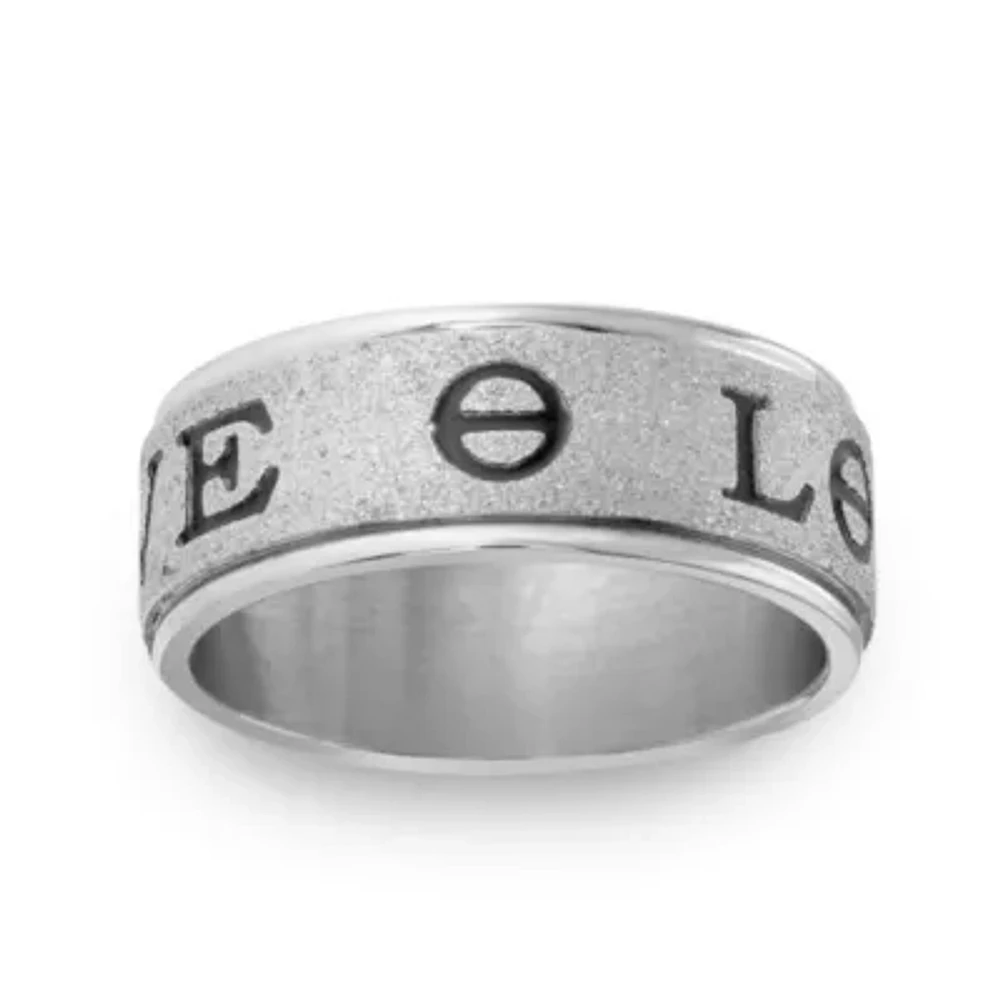 "Love" Mens 8MM Stainless Steel Wedding Band