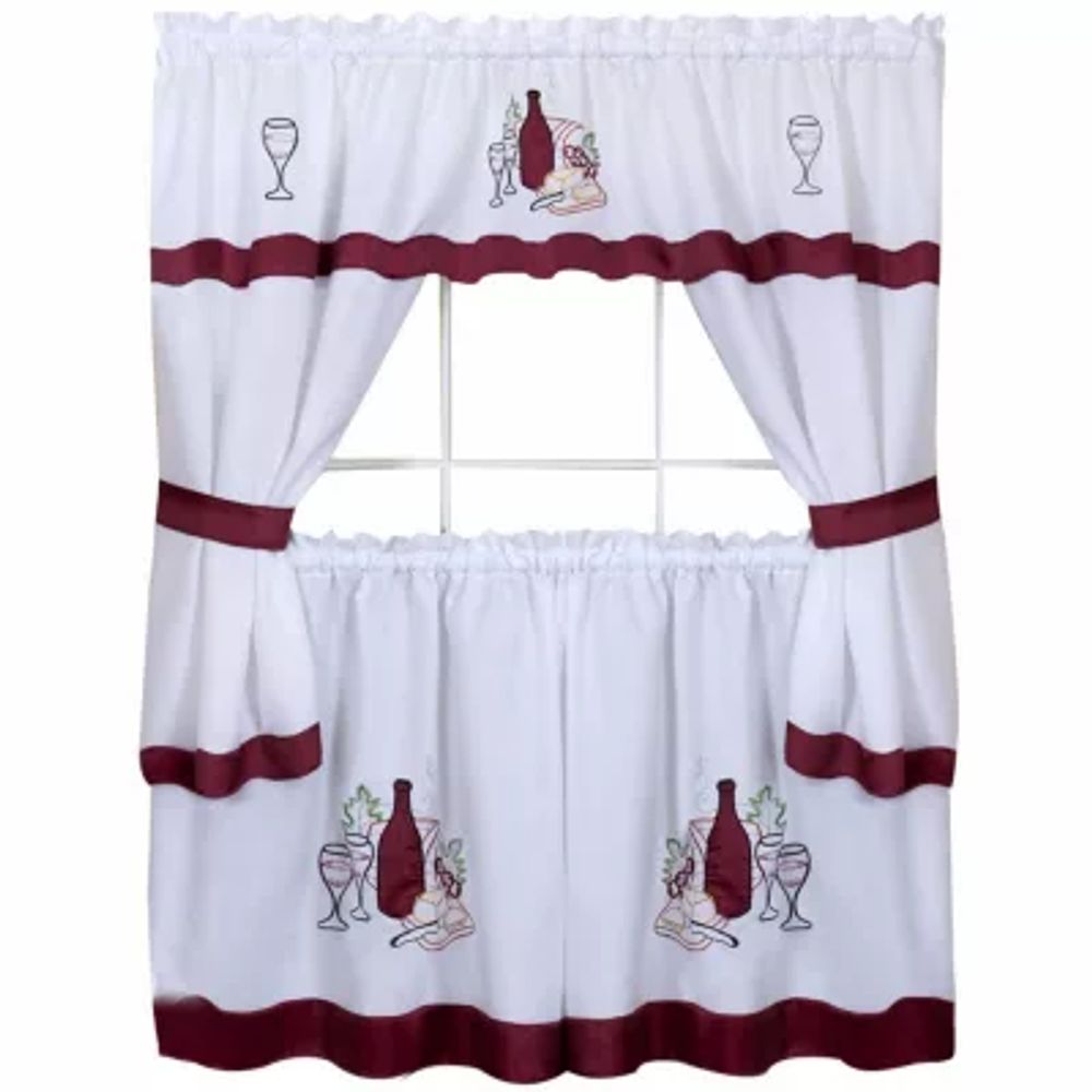 Cabernet 3-pc. Rod Pocket Kitchen Curtains & Drapes Window Set