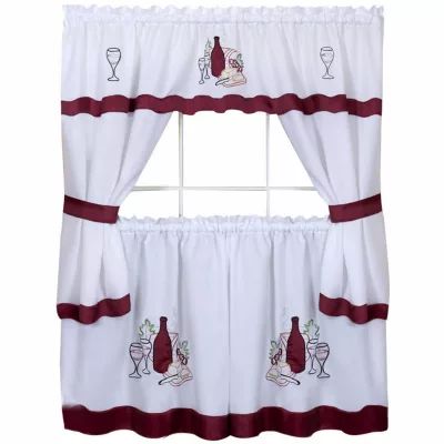 Cabernet 3-pc. Rod Pocket Kitchen Curtains & Drapes Window Set