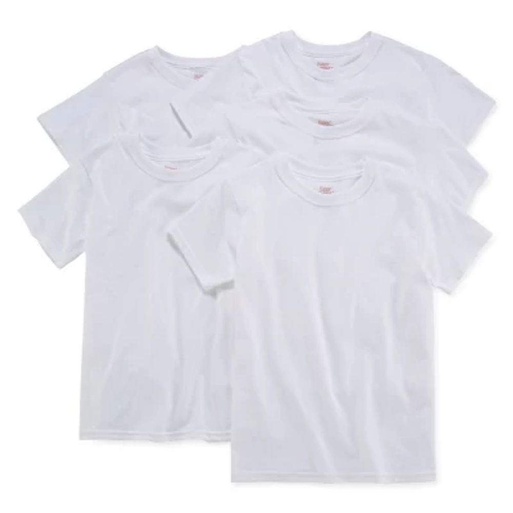 Hanes Ultimate Little & Big Boys 5 Pack Moisture-Wicking Crew Neck Short Sleeve T-Shirt