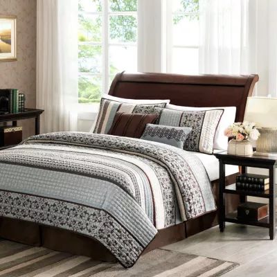 Madison Park Dartmouth 5-Pc Jacquard Quilt Set With Throw Pillows