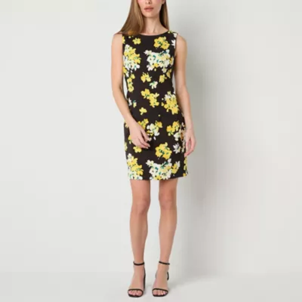 Alyx Womens Sleeveless Floral Sheath Dress