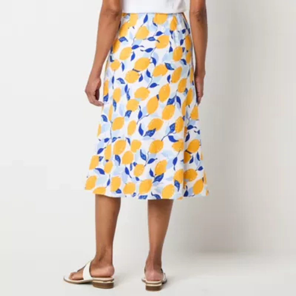 Liz Claiborne Womens Mid Rise Midi A-Line Skirt