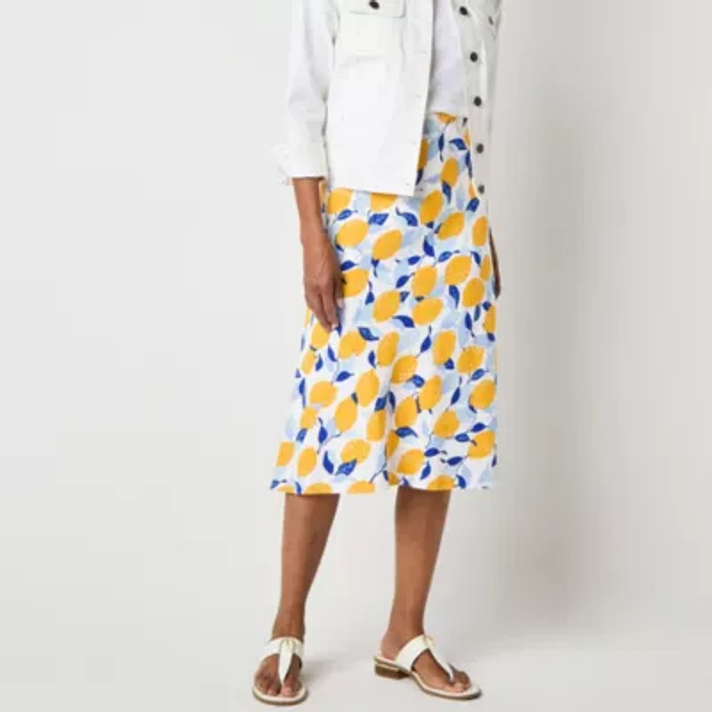 Liz Claiborne Womens Mid Rise Midi A-Line Skirt