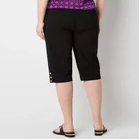 Liz Claiborne Alyssa Cropped Womens Straight Mid Rise Fit Plus Pull-On Pant