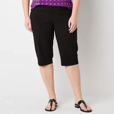 Liz Claiborne Alyssa Cropped Womens Straight Mid Rise Fit Plus Pull-On Pant