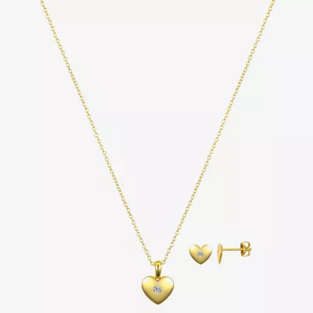 Bijoux Bar Delicates Womens Cubic Zirconia Heart 2-pc. Jewelry Set