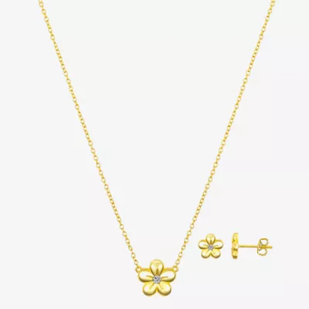 Bijoux Bar Delicates Womens Cubic Zirconia Flower 2-pc. Jewelry Set